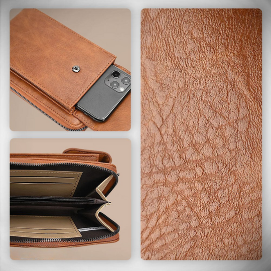 Women’s Brown Leather Phone Crossbody Bag – Nicole’s Chic Compact Shoulder Purse