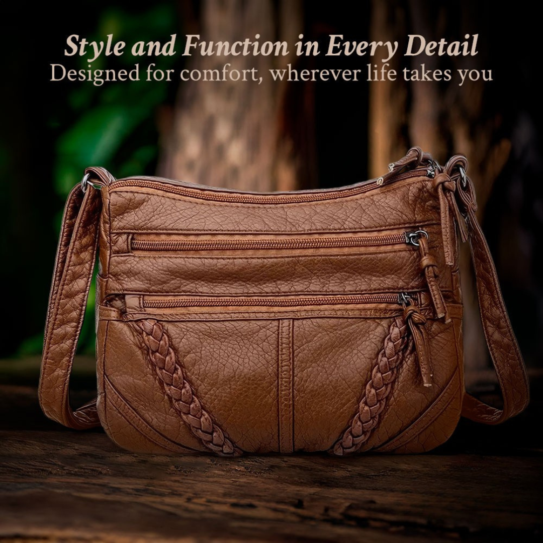 Women’s Brown Leather Crossbody Bag – Sophia’s Classic Harmony Everyday Shoulder Purse