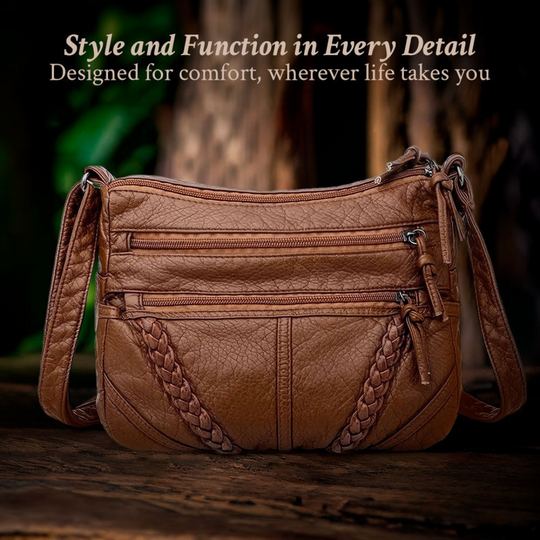 Women’s Brown Leather Crossbody Bag – Sophia’s Classic Harmony Everyday Shoulder Purse