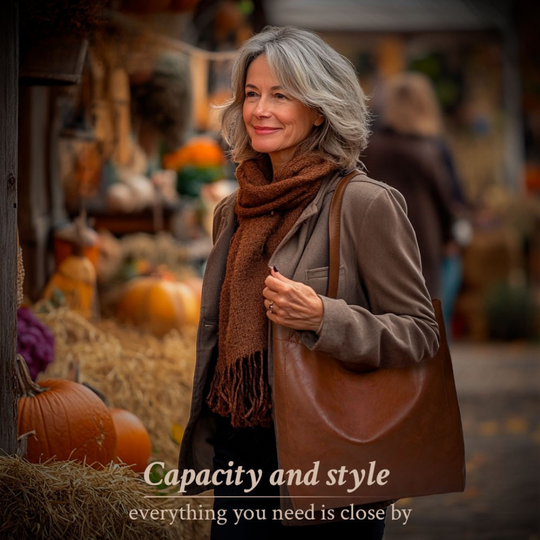 Women’s Large Brown Leather Tote Bag – Lorena’s Modern Chic Everyday Shoulder Shopper