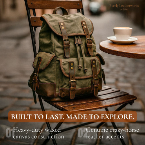 Men’s Heavy-Duty Waxed Canvas Hiking Backpack | John
