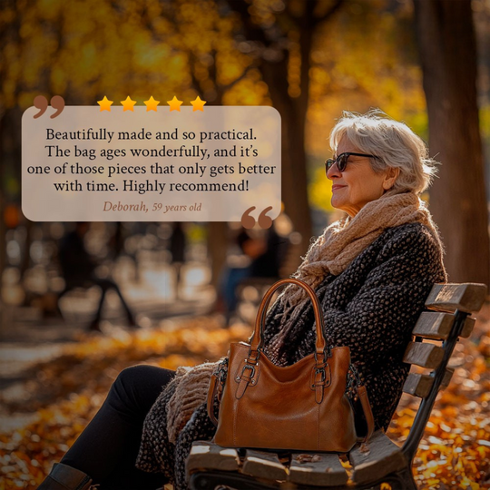 Women’s Brown Leather Shoulder Bag – Sienna’s Graceful Allure Elegant Everyday Handbag