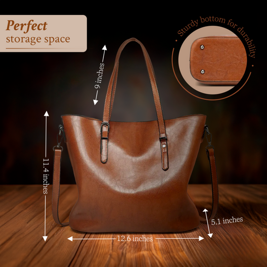 Women’s Medium Brown Leather Tote Shoulder Bag – Nicole’s Timeless Elegance Vintage Handbag