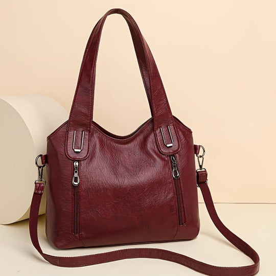 Women’s Medium Brown Leather Tote Shoulder Bag – Emma Retro Everyday Hobo Purse