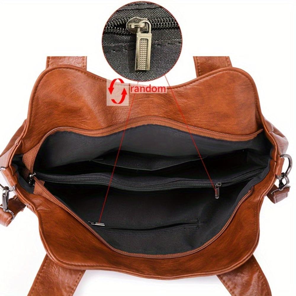 Women’s Medium Brown Leather Tote Shoulder Bag – Emma Retro Everyday Hobo Purse