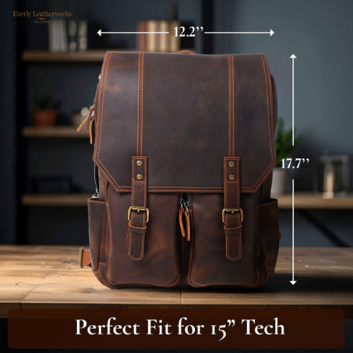 Men’s Retro Full-Grain Leather Travel Backpack | Robert