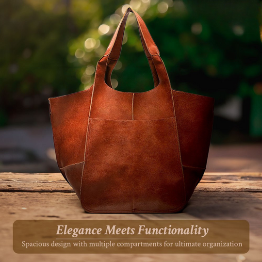 Women’s Extra-Large Brown Leather Tote Bag – Laura’s Timeless Allure Vintage Shoulder Shopper