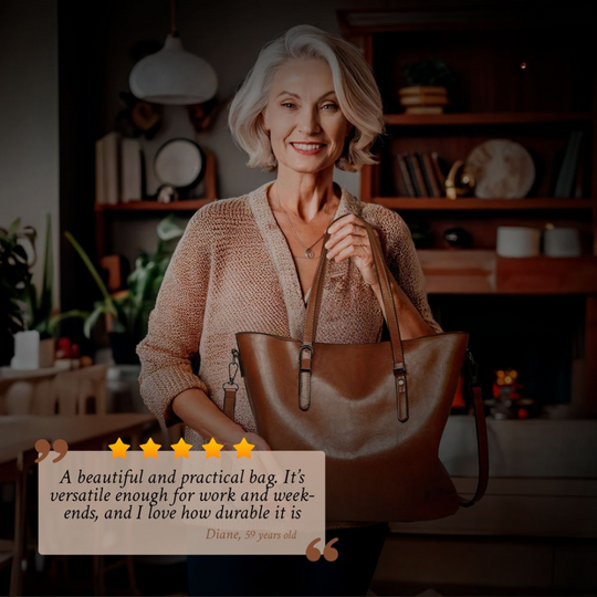 Women’s Medium Brown Leather Tote Shoulder Bag – Nicole’s Timeless Elegance Vintage Handbag