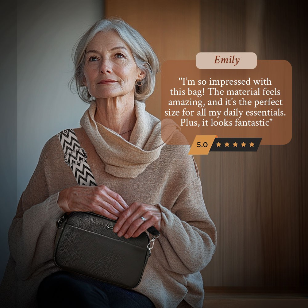 Women’s Small Black Leather Crossbody Bag – Bella’s Grace Everyday Camera Shoulder Purse