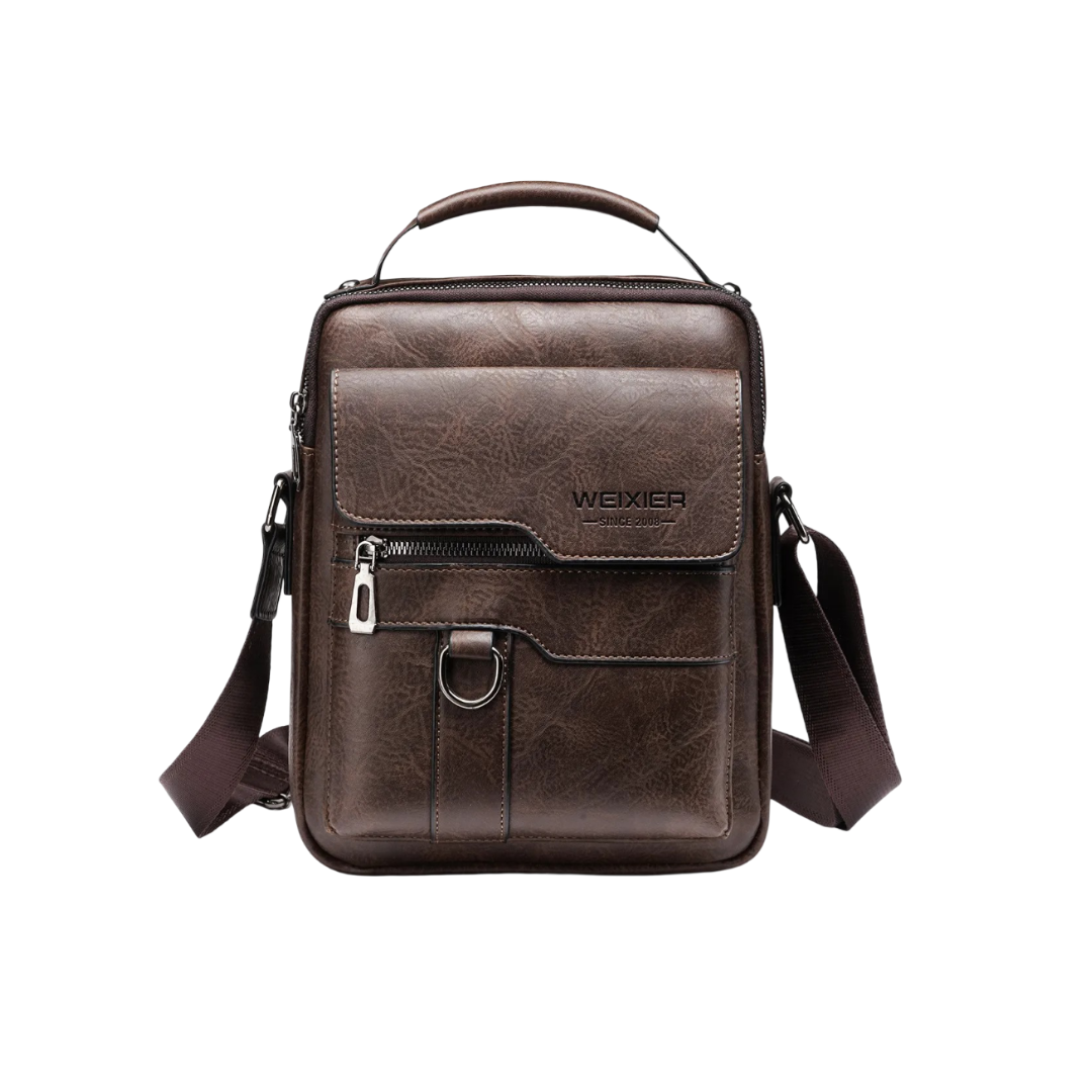 Men’s Brown Leather Messenger Crossbody Bag | Andrew