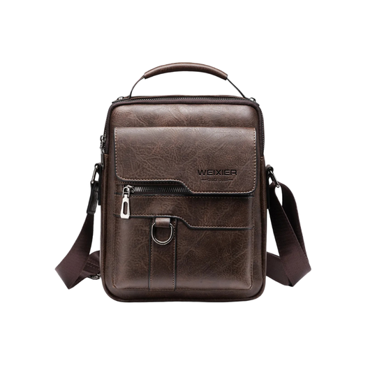 Men’s Brown Leather Messenger Crossbody Bag | Andrew