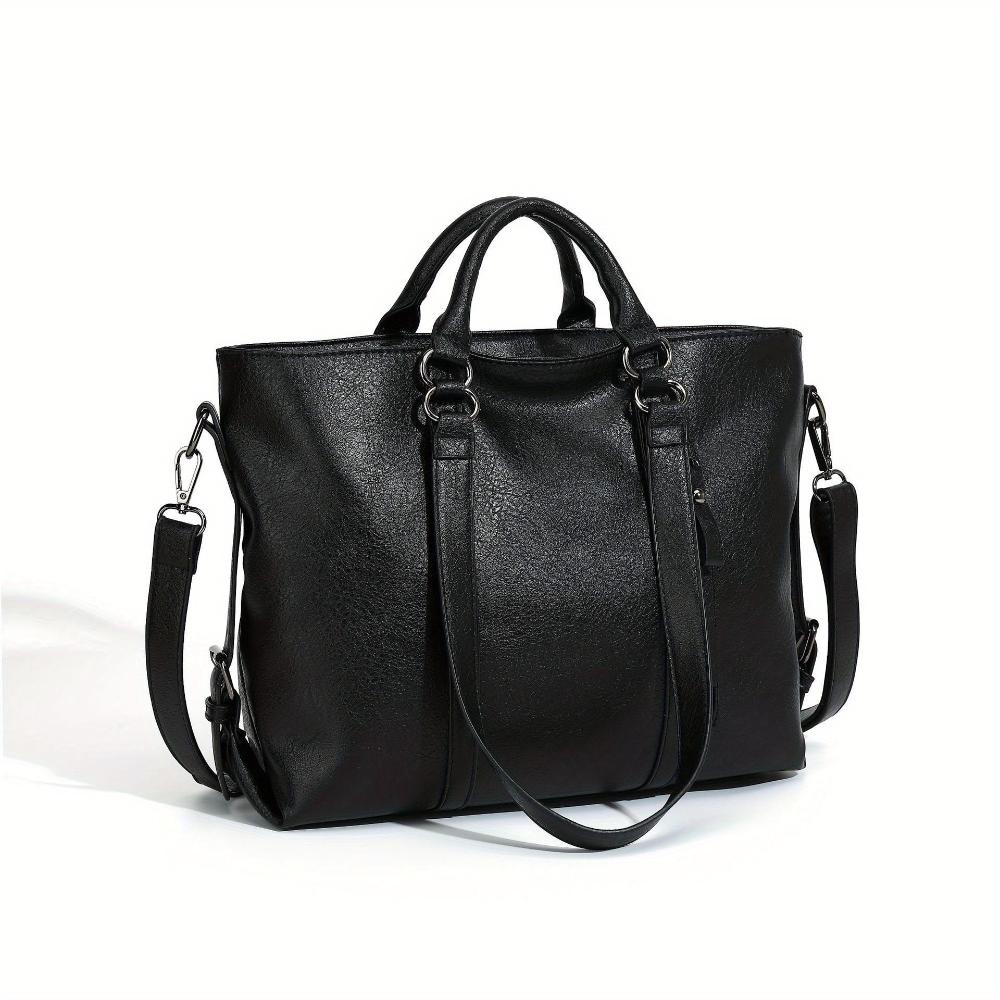 Women’s Brown Faux Leather Work Tote Bag – Charlotte’s Classic Elegance Vintage Office Handbag