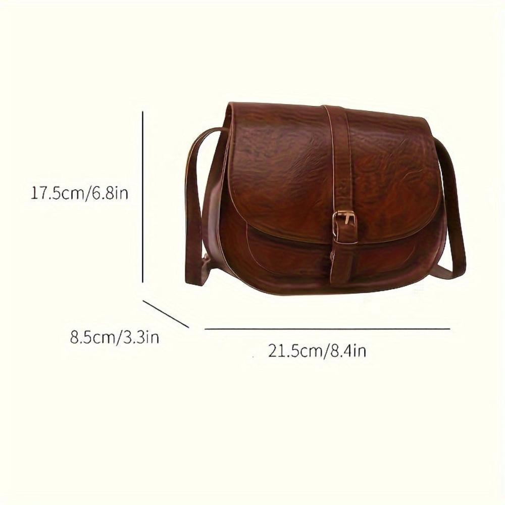 Women’s Small Brown Faux Leather Saddle Bag – Evelyn Classic Crossbody Shoulder Purse