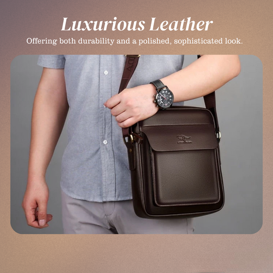 Men’s Black Leather Crossbody Business Satchel | Oliver