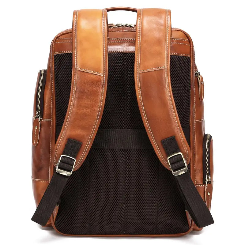 Men’s Full-Grain Leather Multi-Compartment Laptop Backpack | George