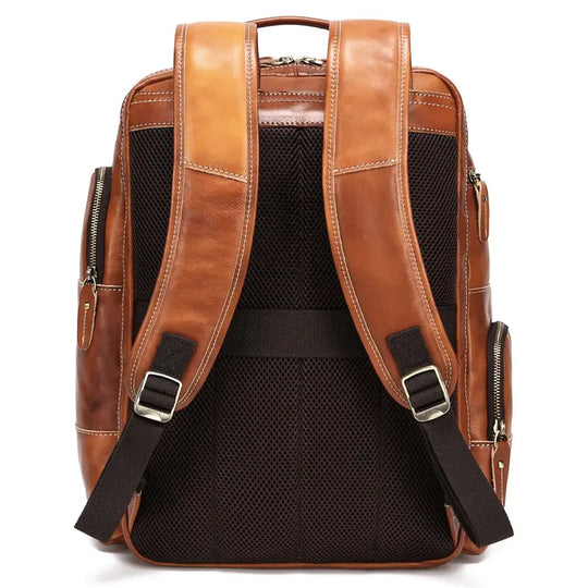 Men’s Full-Grain Leather Multi-Compartment Laptop Backpack | George