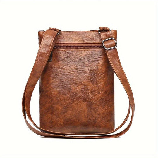 Unisex Brown Vintage Crossbody Bag – Clara Multi-Pocket Travel Shoulder Bag