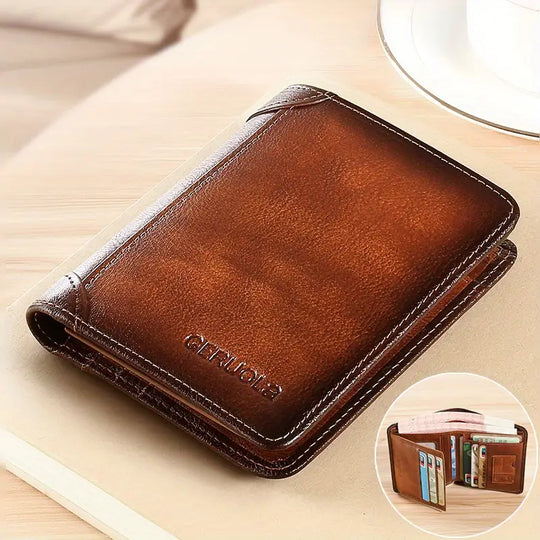 Men’s Brown RFID Slim Leather Bifold Wallet | Richard