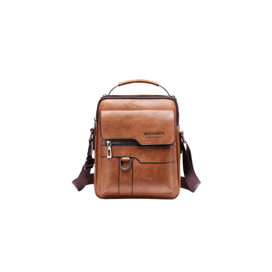 Men’s Brown Leather Messenger Crossbody Bag | Andrew