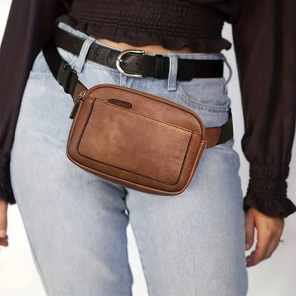 Unisex Brown Leather Fanny Pack – Aspen Sport Crossbody Waist Bag for Travel & Outdoor Activities