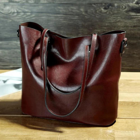 Women’s Medium Brown Leather Tote Shoulder Bag – Nicole’s Timeless Elegance Vintage Handbag