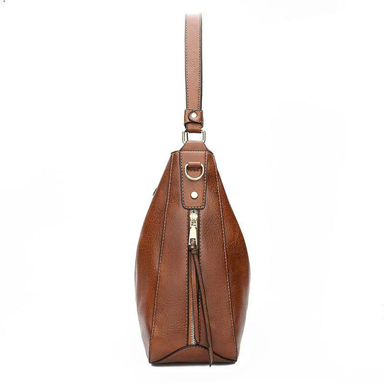 Women’s Brown Leather Hobo Shoulder Bag + FREE Matching Pouch | Ava