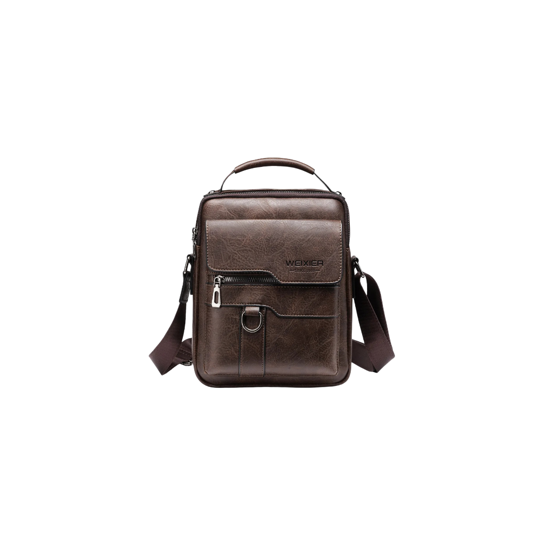 Men’s Brown Leather Messenger Crossbody Bag | Andrew