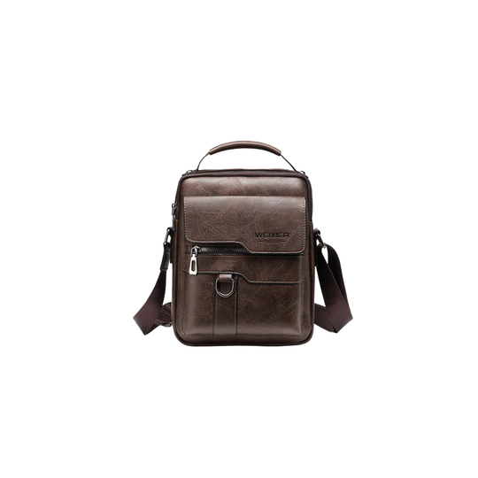 Men’s Brown Leather Messenger Crossbody Bag | Andrew