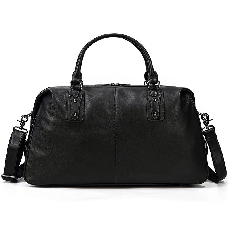 Men’s Black Leather Travel Duffle Bag | Justin