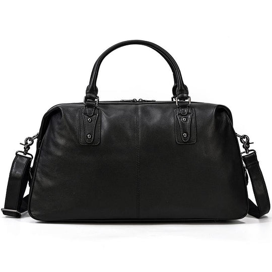 Men’s Black Leather Travel Duffle Bag | Justin
