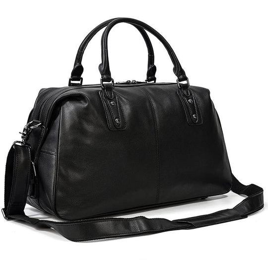 Men’s Black Leather Travel Duffle Bag | Justin