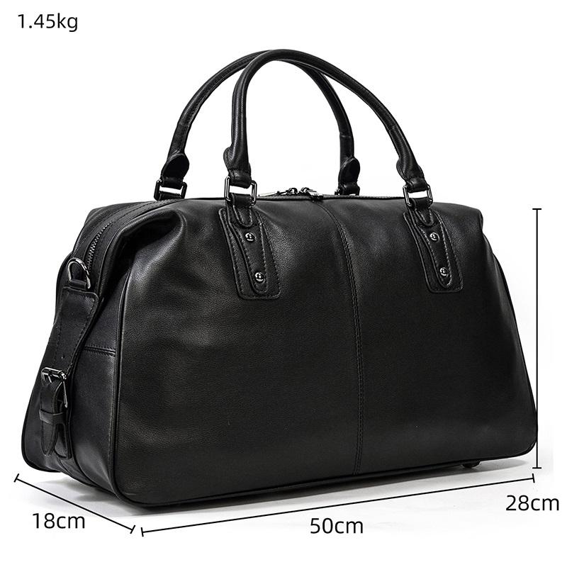 Men’s Black Leather Travel Duffle Bag | Justin