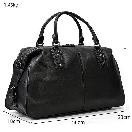 Men’s Black Leather Travel Duffle Bag | Justin