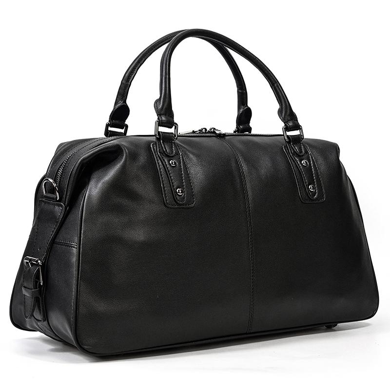 Men’s Black Leather Travel Duffle Bag | Justin