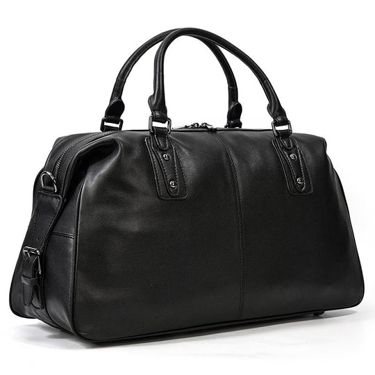 Men’s Black Leather Travel Duffle Bag | Justin
