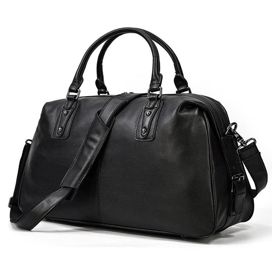 Men’s Black Leather Travel Duffle Bag | Justin