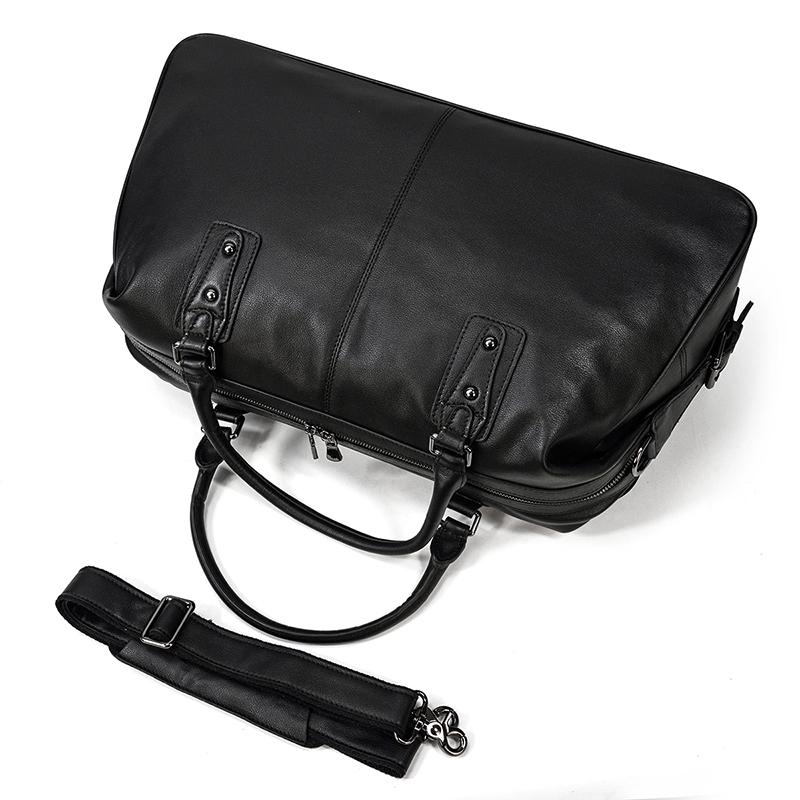 Men’s Black Leather Travel Duffle Bag | Justin