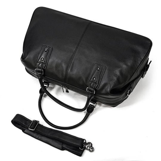 Men’s Black Leather Travel Duffle Bag | Justin