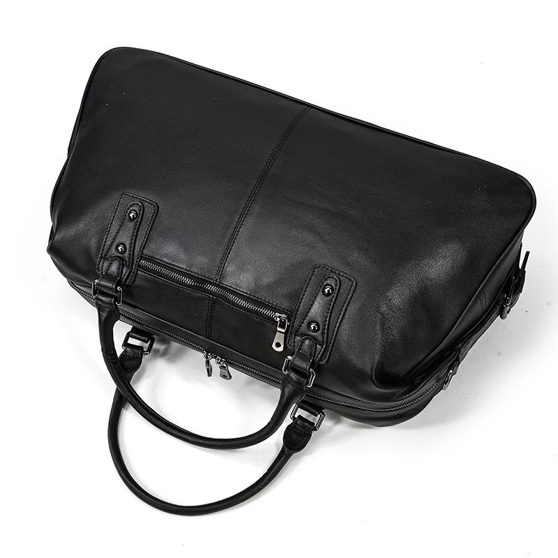 Men’s Black Leather Travel Duffle Bag | Justin