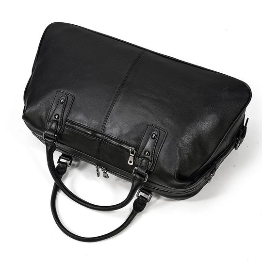 Men’s Black Leather Travel Duffle Bag | Justin