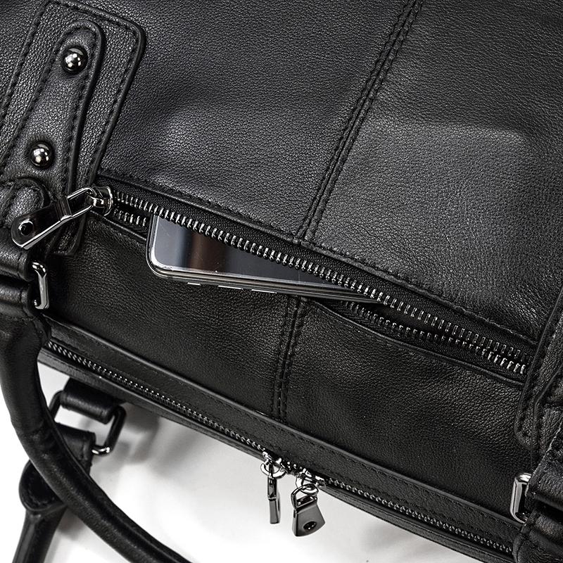 Men’s Black Leather Travel Duffle Bag | Justin