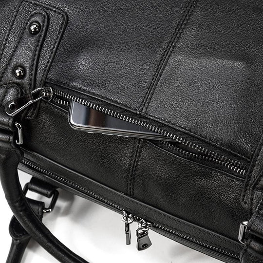 Men’s Black Leather Travel Duffle Bag | Justin
