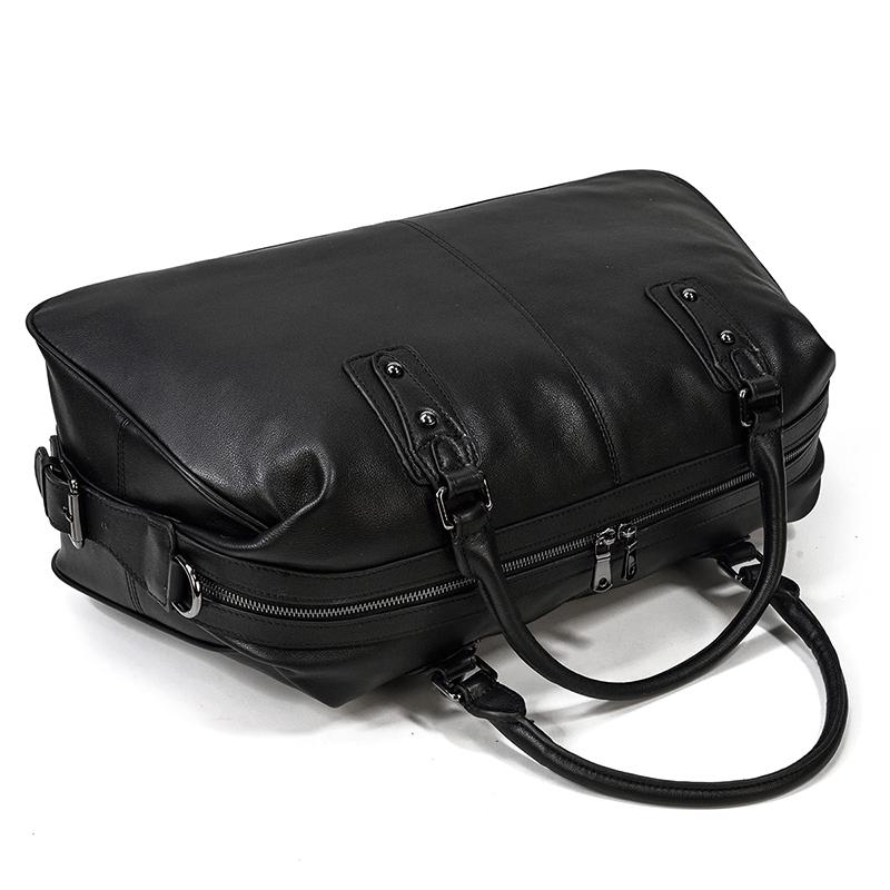 Men’s Black Leather Travel Duffle Bag | Justin