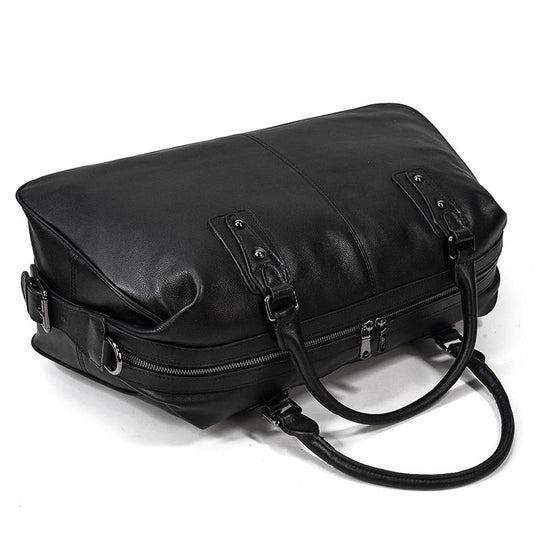 Men’s Black Leather Travel Duffle Bag | Justin