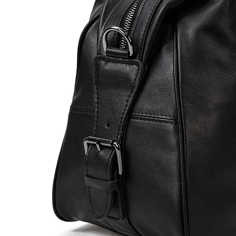 Men’s Black Leather Travel Duffle Bag | Justin