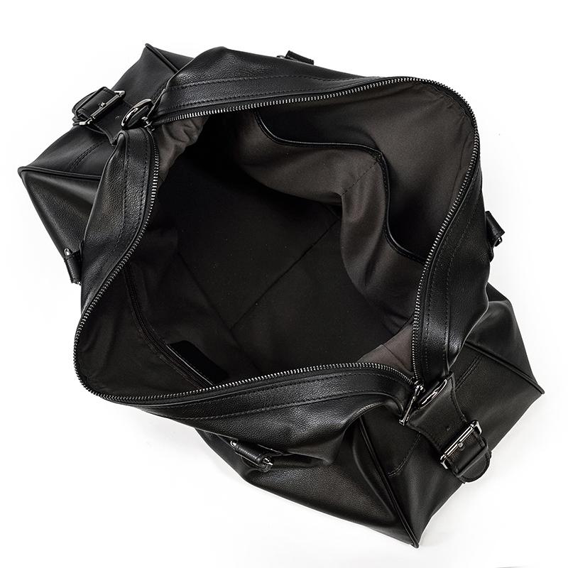 Men’s Black Leather Travel Duffle Bag | Justin