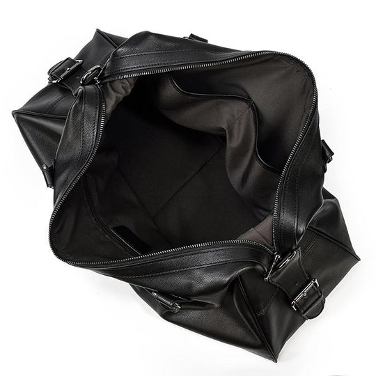Men’s Black Leather Travel Duffle Bag | Justin