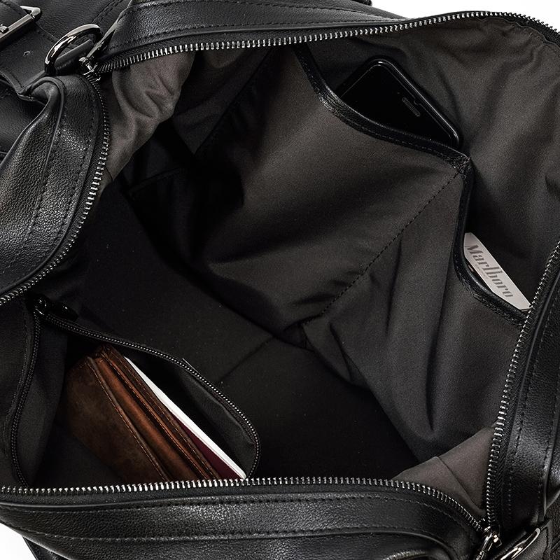 Men’s Black Leather Travel Duffle Bag | Justin
