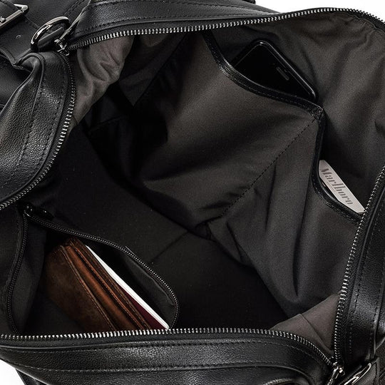Men’s Black Leather Travel Duffle Bag | Justin