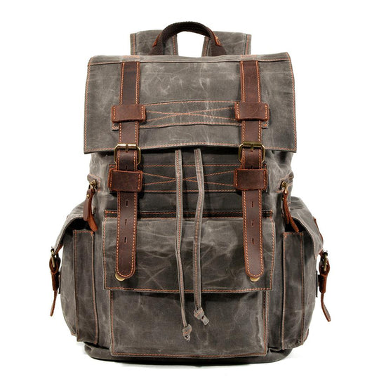 Unisex Waterproof Waxed Canvas Leather Hiking Backpack | Brian
